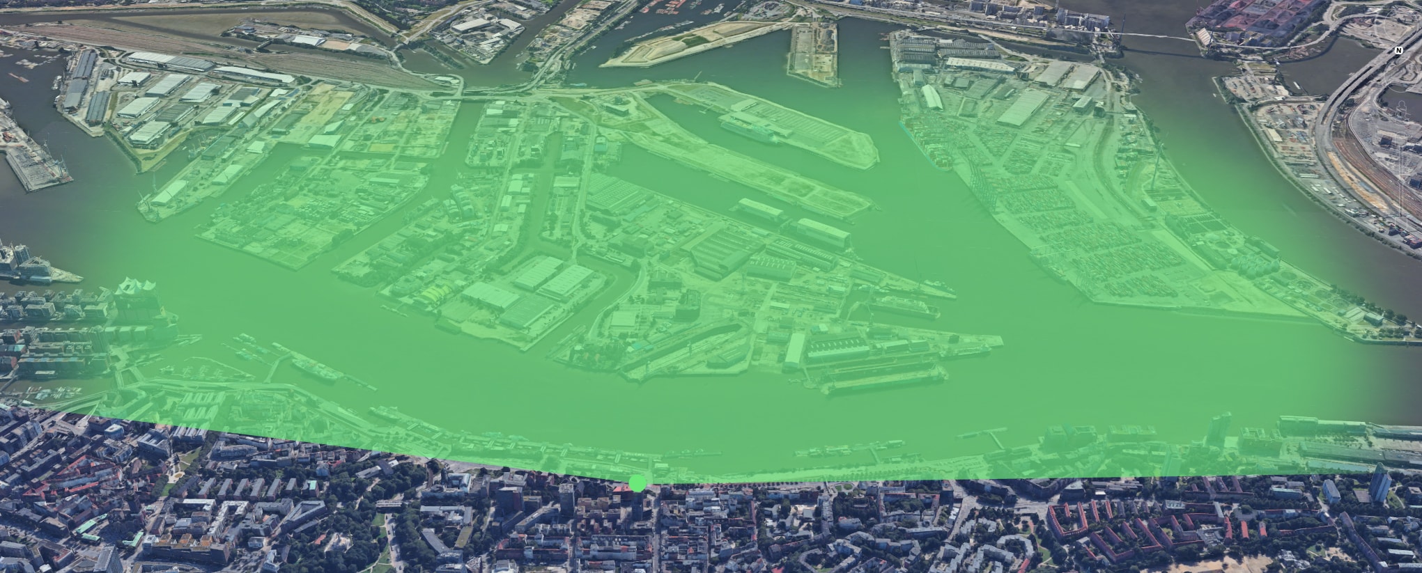 Sichtfeld der rotierenden Webcam am Hamburger Hafen